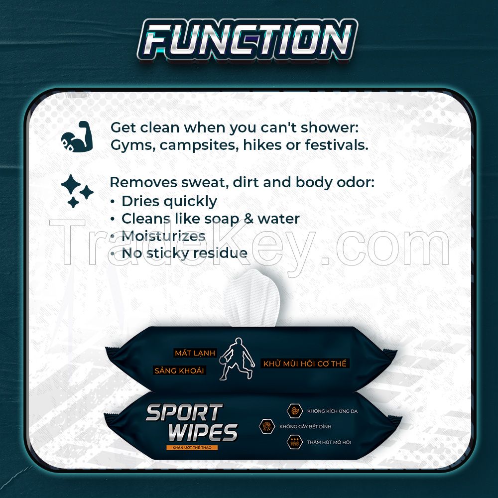 Sport wipes Non-woven spunlace High Quality From Vietnam Ecowipes Removes Sweat, Dirt And Body Odor