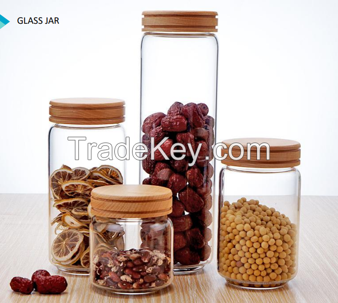 glass canister with wood lid glass lid plastic lid