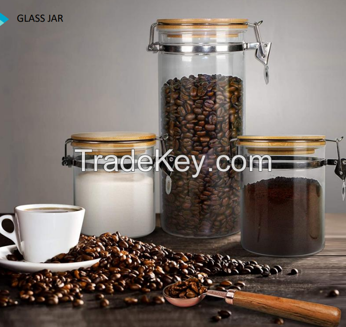 glass canister with wood lid glass lid plastic lid