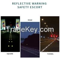 Solar cast aluminum road stud road night light reflective road stud road raised warning light reflective outline mark glass road stud [white]