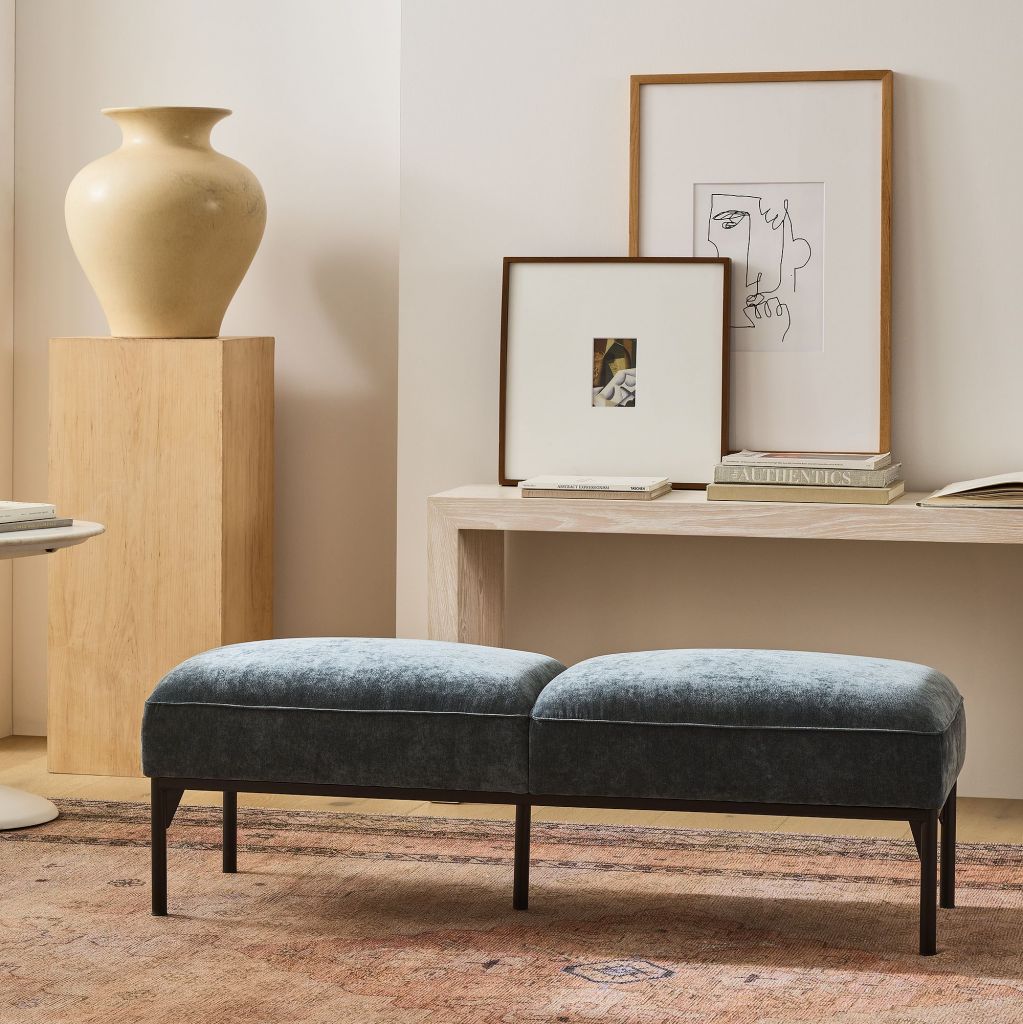 Yimi - Modern Design Fabric Penn Bench with Metal Frame