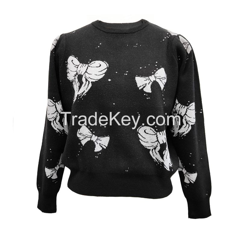 women high quality cotton jacquard sweaters