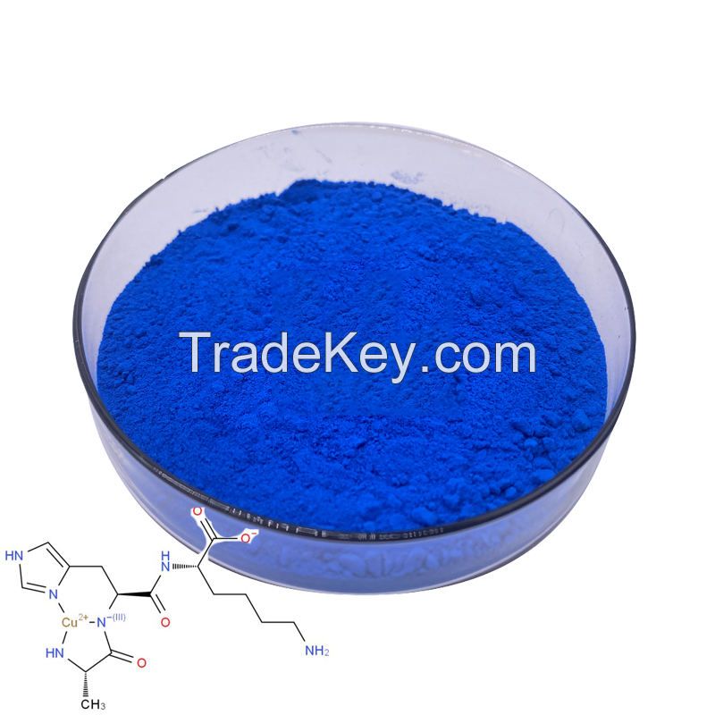 Bulk Cosmetic Grade Anti-aging 99% GHK-Cu CAS 49557-75-7 Blue Copper Peptide Powder