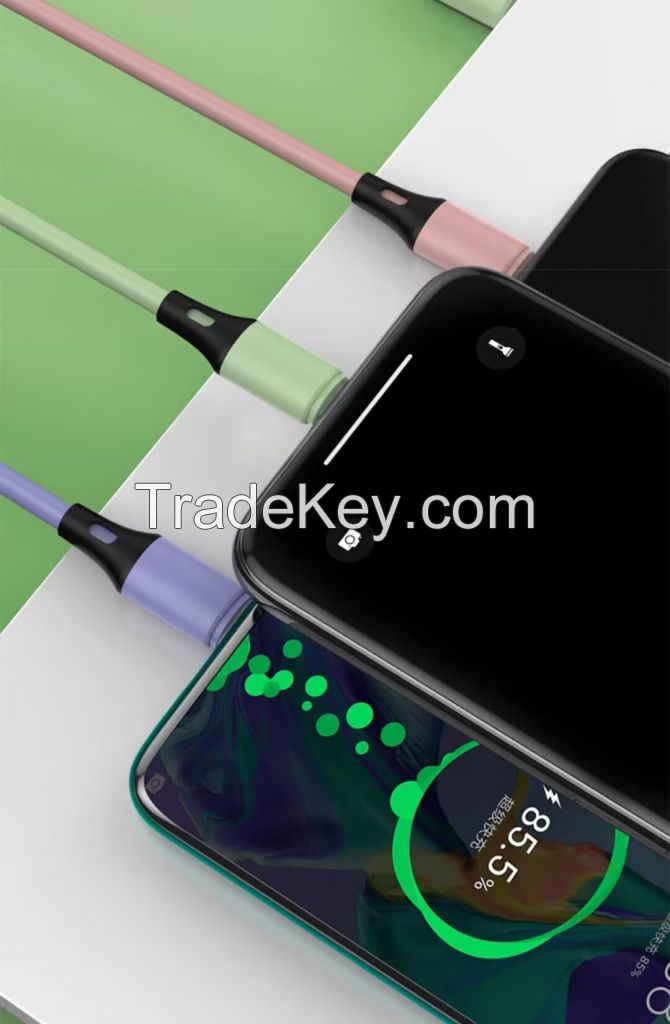 5A Super Fast Charge three-head data cable three-in-one liquid soft glue suitable for Huawei Apple Android typec mobile phone