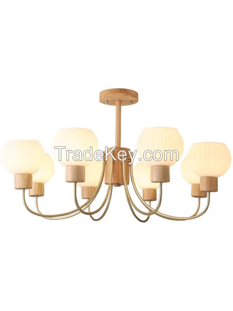 Candy Nordic chandelier living room main lamp modern simple atmosphere log wind lamp Japanese luxury medieval bedroom dining room lamp