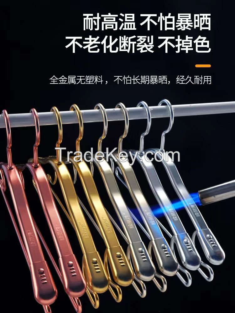 Hanger Space aluminum alloy household clothes hanging clothes drying gold protection clothes traceless clothes shelf hanging hanger