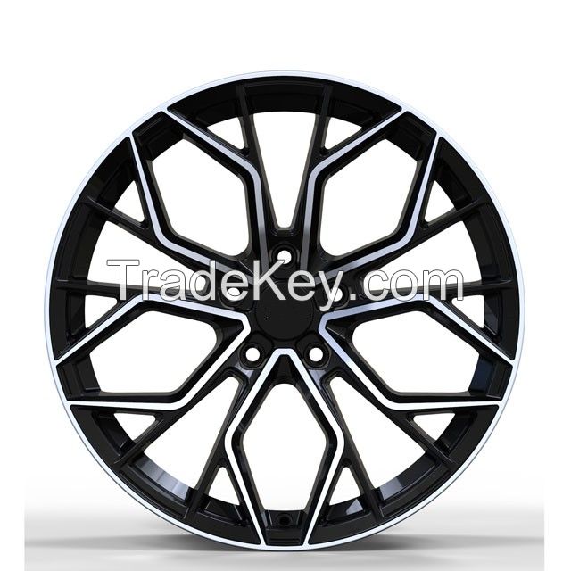 22 inch black staggered wheels