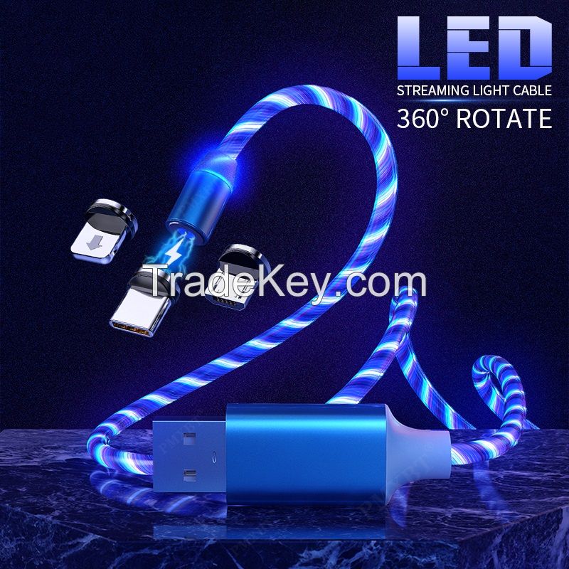 Streamer Data Cable Magnetic Mobile Phone Charging Cable with Stylish and Cool Breathing Light