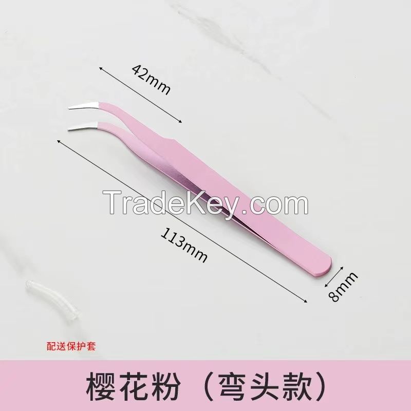 Stainless Steel Tweezers Straight tip electronic tweezers Precision thickened anti-static tweezers pointed head elbow bird&#039;s Nest tweezers Beauty tweezers