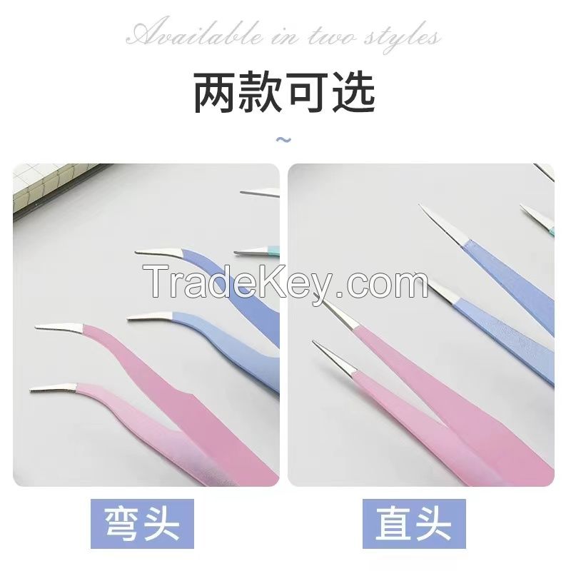 Stainless Steel Tweezers Straight tip electronic tweezers Precision thickened anti-static tweezers pointed head elbow bird's Nest tweezers Beauty tweezers