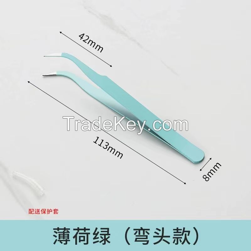 Stainless Steel Tweezers Straight tip electronic tweezers Precision thickened anti-static tweezers pointed head elbow bird's Nest tweezers Beauty tweezers