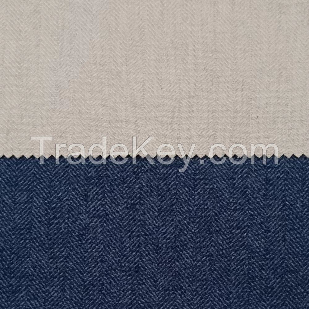 Herringbone wool suit jacket fabric