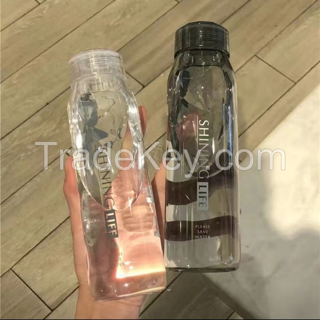 Water cup female student Korean version of large-capacity men's anti-fall sports drinking water bottle plastic Internet celebrity ins cup