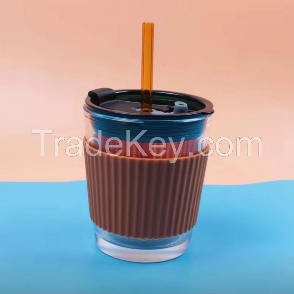 Tapered silicone cup cover thickened glass water cup anti-skid cover heat-resistant and heat-proof heat insulation set coffee cup tea cup protective cover