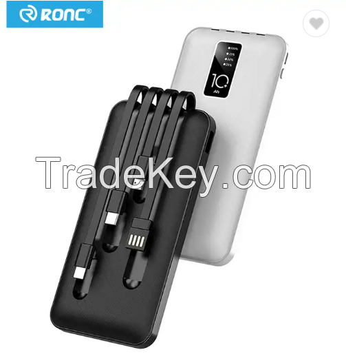 New Arrival Hot Sale Fast Charging Portable Power banks Charger 4 in1 Built in Cables 10000mAh Power Bank