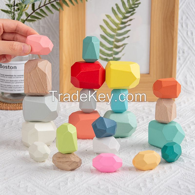 Best selling ins same wooden color stone folding music children's folding high educational toy ornaments