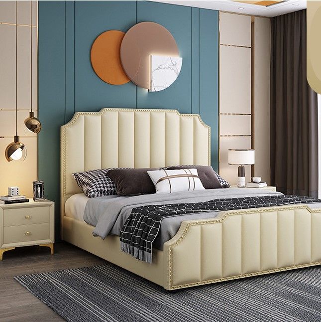 Hotel Furniture Bedroom Set Luxury Leather Hotel Bed Upholstered Fabric Soft Bed For Bedroom Furniture Sets