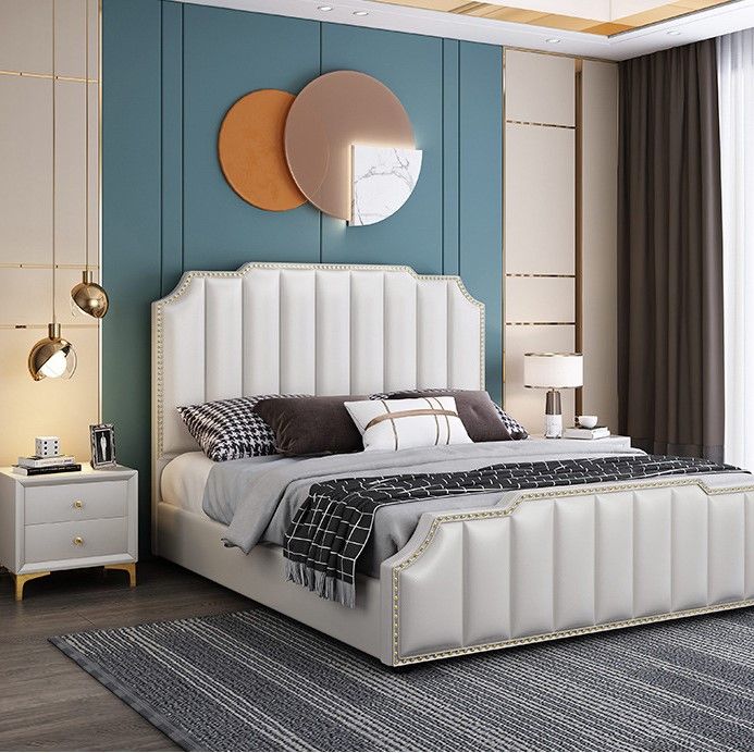 Hotel Furniture Bedroom Set Luxury Leather Hotel Bed Upholstered Fabric Soft Bed For Bedroom Furniture Sets