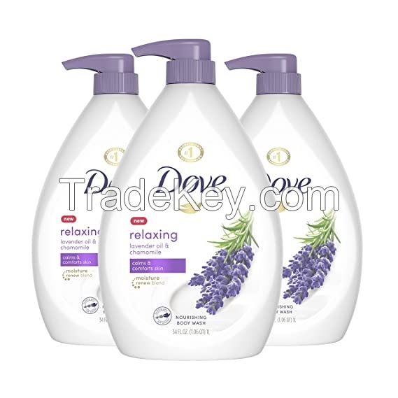 Dove Relaxing Body Wash Pump Calms &amp;amp;amp; Comforts Skin Lavender Oil and Chamomile Effectively Washes Away Bacteria While Nourishing Your Skin 34 oz 3 Count