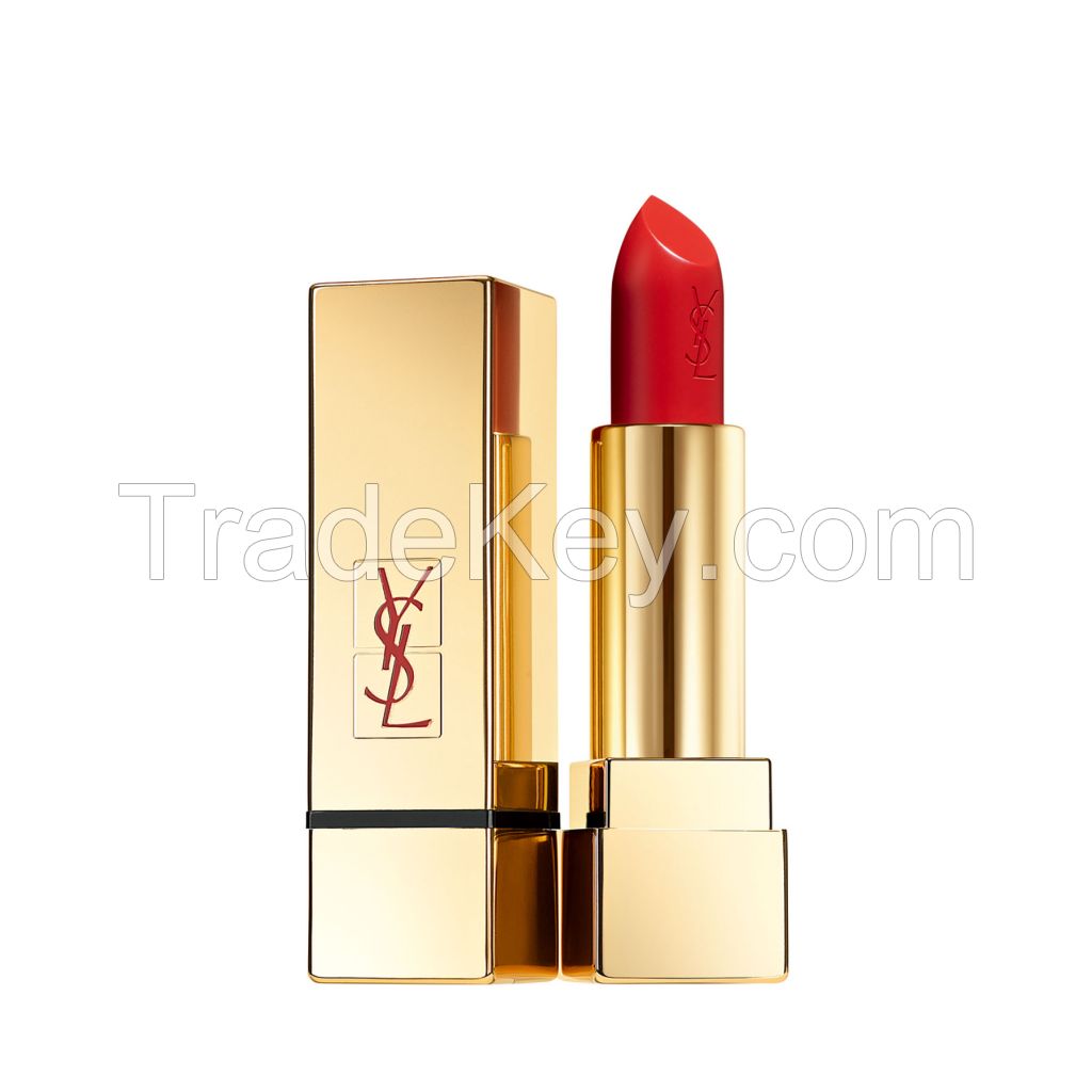 Ysl Small Gold Bar Mouth Gold Amber Fine Shimmer Leather Matte Lasting