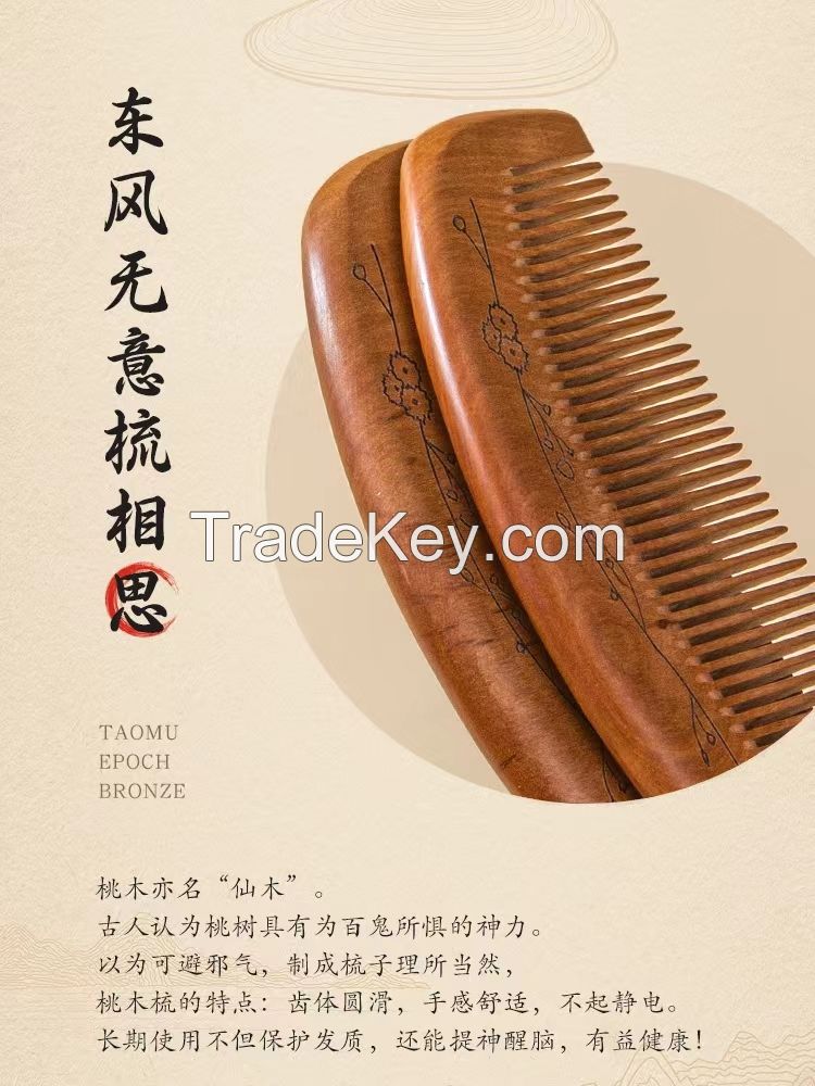 Peach wood comb