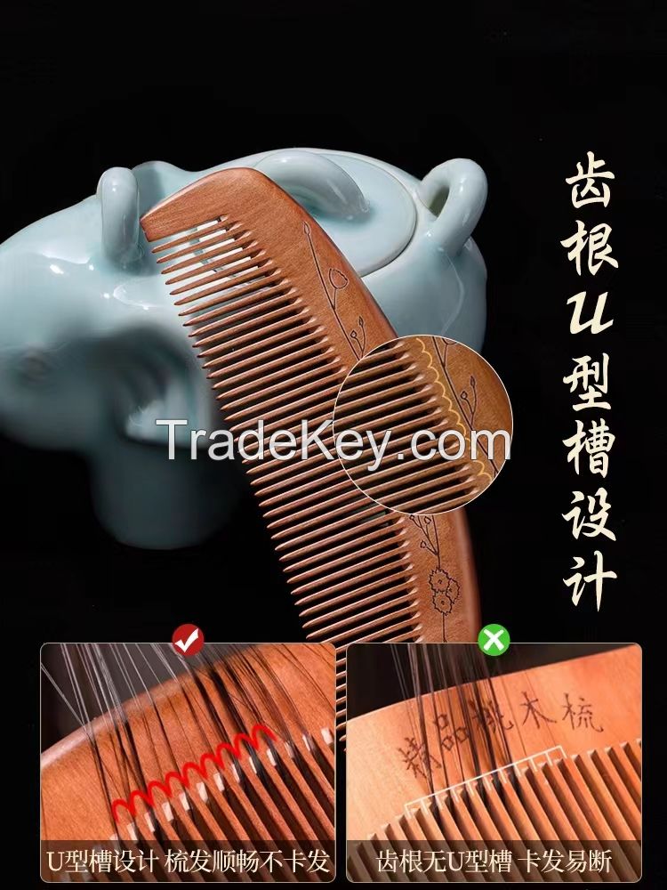 Peach wood comb