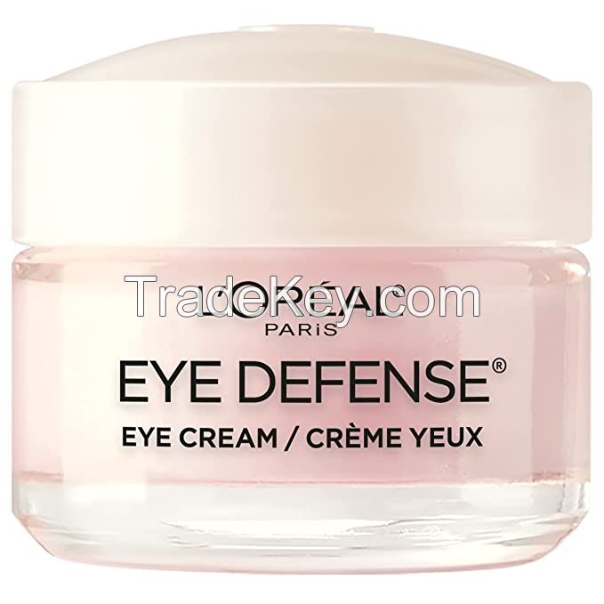 Eye Cream to Reduce Puffiness, Lines and Dark Circles, L'Oreal Paris Skincare Dermo-Expertise Eye Defense Eye Cream with Caffeine and Hyaluronic Acid For All Skin Types, 0.5 oz.