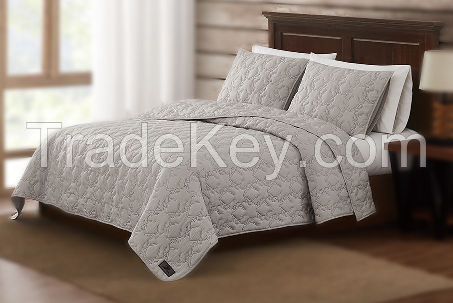 Solid color design 3 pieces quilt set