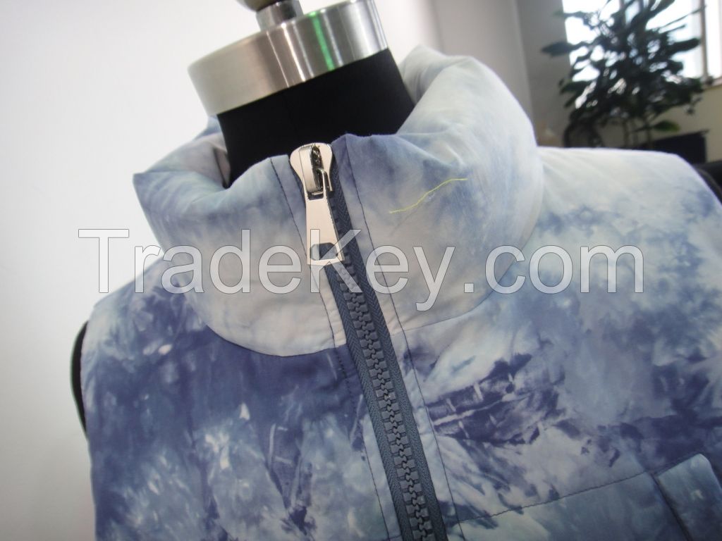 women tied dyed printing padded qulit vest puffer vest  boyfriend style  