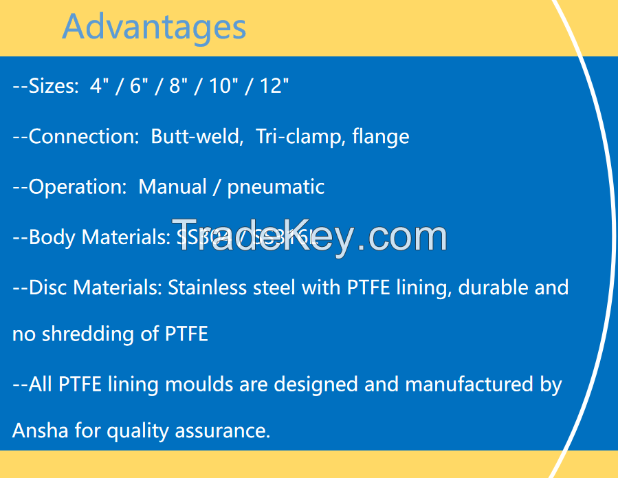 Sanitary PTFE Sealing Butterfly Valve