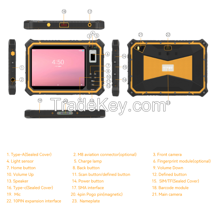 HUGEROCK T80 Highly Reliable Strong Light Readable Rugged Tablet PC Fr