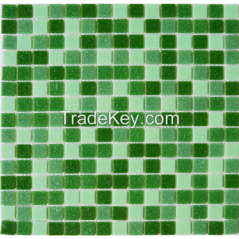 Green Glass Mosaic Tile Backsplash Kitchen