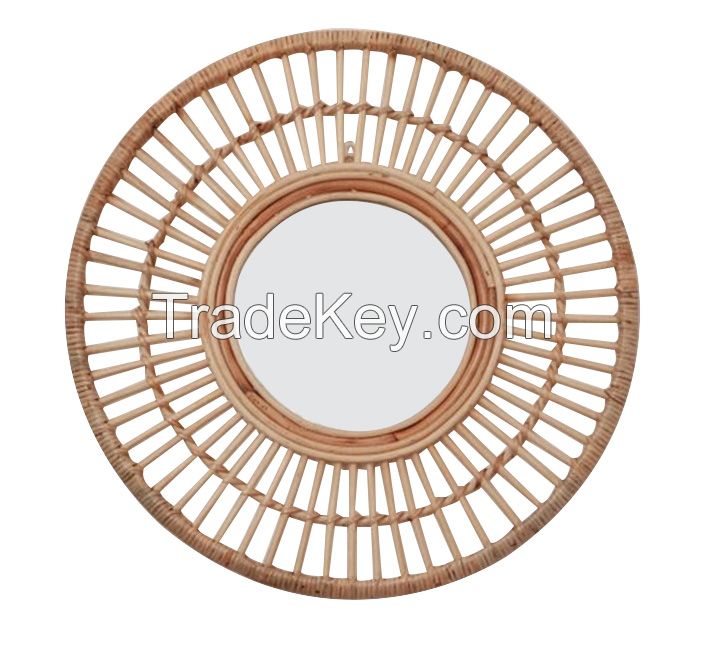 Wall Rattan Mirror Home Decoration Wall Mirror Mirror Furniture Vietnam Manufacturer Woven Handicrafts FBA Amazon