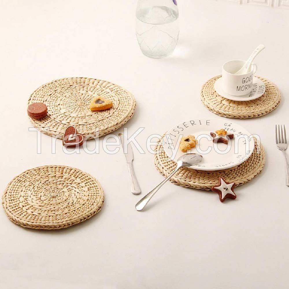 est Qualified Handwoven Water Hyacinth Rattan Set Placemats Coaster Home Decoration Handicraft Wholesale Vietnam Supplier