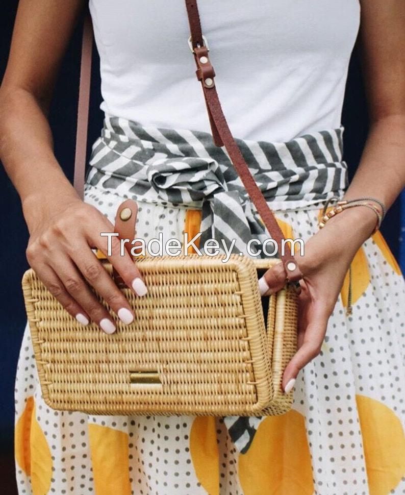 VietNam HandWoven Natural Rattan Handbag for Women Wholesale from King Craft Viet Supplier