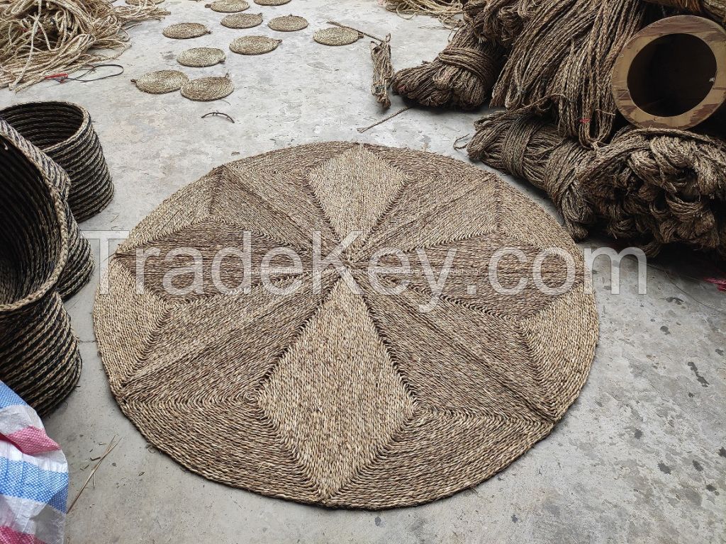 Natural Woven Seagrass Round Carpet Floor Mats Indoor Outdoor Water Hyacinth Floor Rugs Vietnamese Supplier