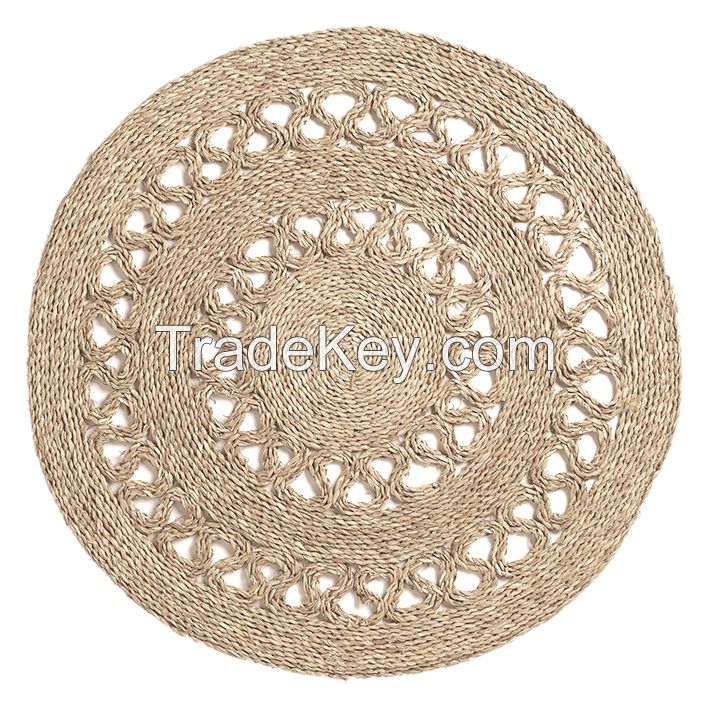 Natural Woven Seagrass Round Carpet Floor Mats Indoor Outdoor Water Hyacinth Floor Rugs Vietnamese Supplier