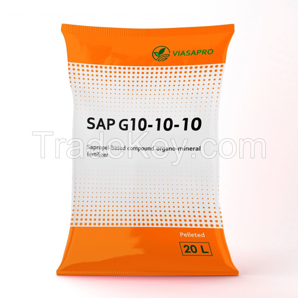 Compound organic-mineral pelleted fertilizer SAP G10-10-10