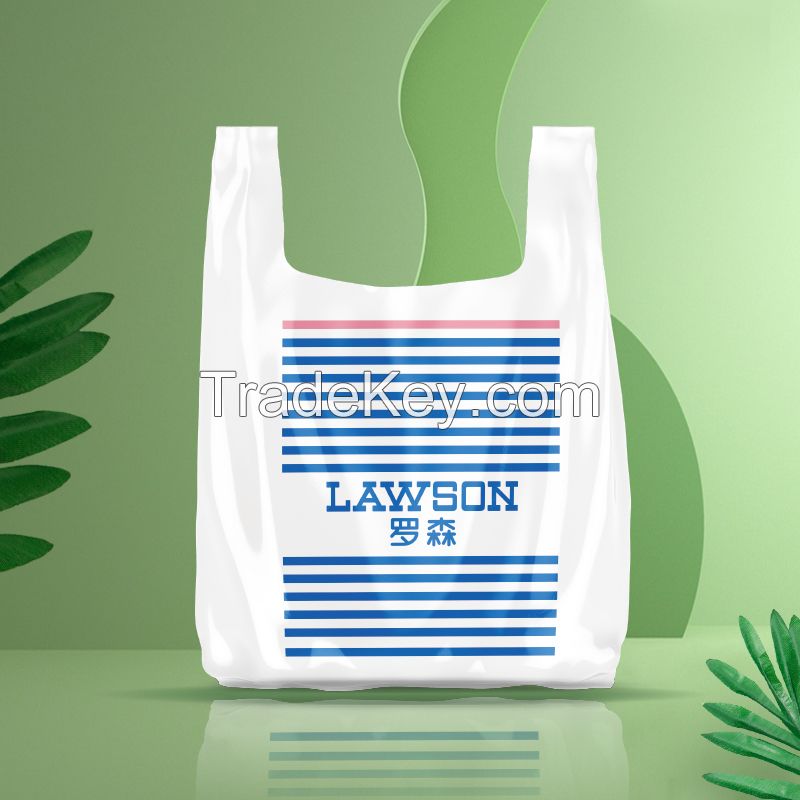 Supermarket Handle Shopping Bag Biodegradable Customized Vest Bag PLA Pbat Corn Starch T-Shirt Bag