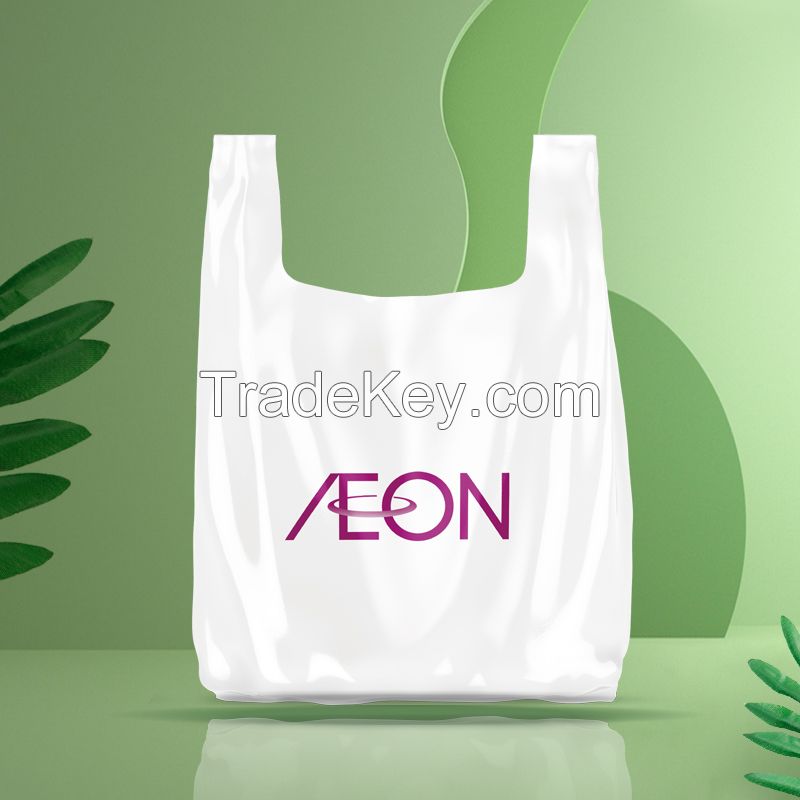 Supermarket Handle Shopping Bag Biodegradable Customized Vest Bag PLA Pbat Corn Starch T-Shirt Bag