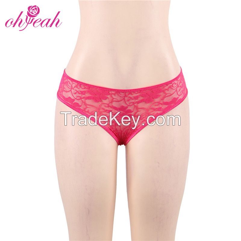 P5178 Stylish Open Crotch Lace Mature Sexy Women Transparent Plus Size Panties Underwear