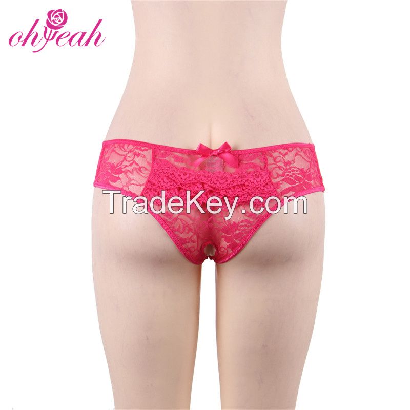 P5178 Stylish Open Crotch Lace Mature Sexy Women Transparent Plus Size Panties Underwear