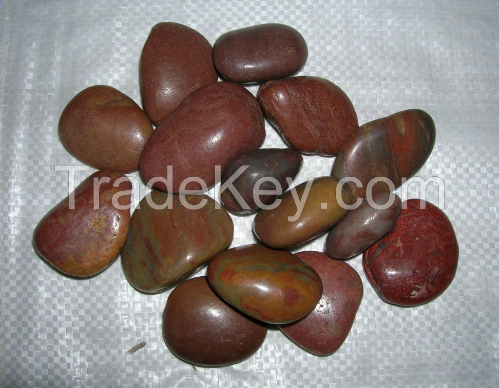 Grey pebbles, cobblestone, landscape rocks, decorative stone for garden decoration