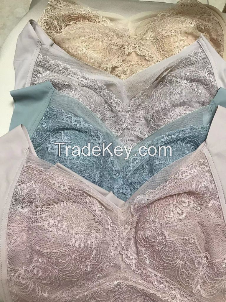 Top permanable bra, lace sexy bra, unti-sagging, rabbit-ear type bra