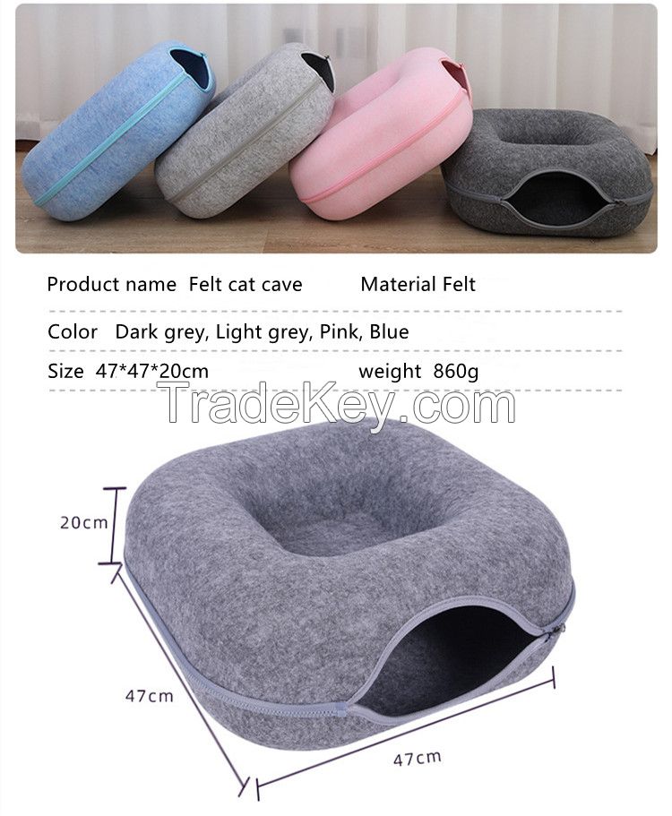 Custom Durable And Fun Indoor Felt Cat House Pet Bed