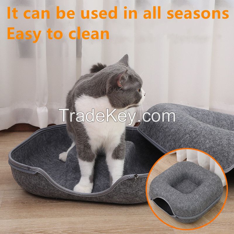 Custom Durable And Fun Indoor Felt Cat House Pet Bed