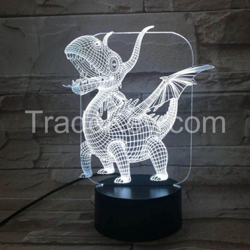 3D Night Lamp 3D Illusion Night Lights Dinosaur Touch Switch Decor Lamp LED Table Desk Lamp Birthday Christmas Gift