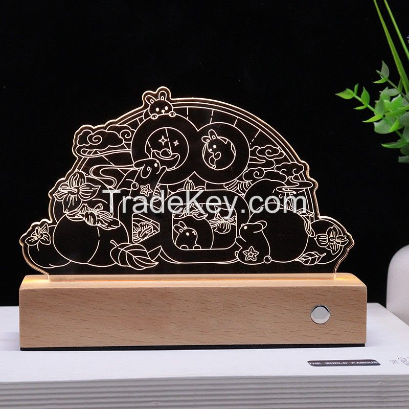 Wooden base with Acrylic rechargeable visual three-dimensional 3D night light landmark building city impression commemorative gift light