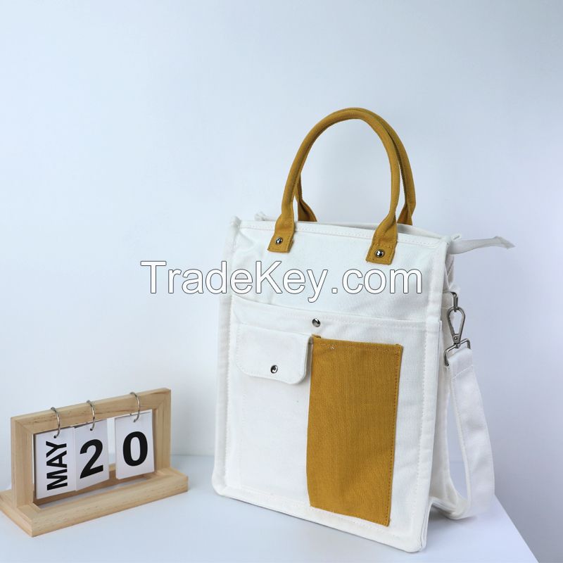 Factory wholesale reusable cotton canvas cross body adjustable customized canvas bag