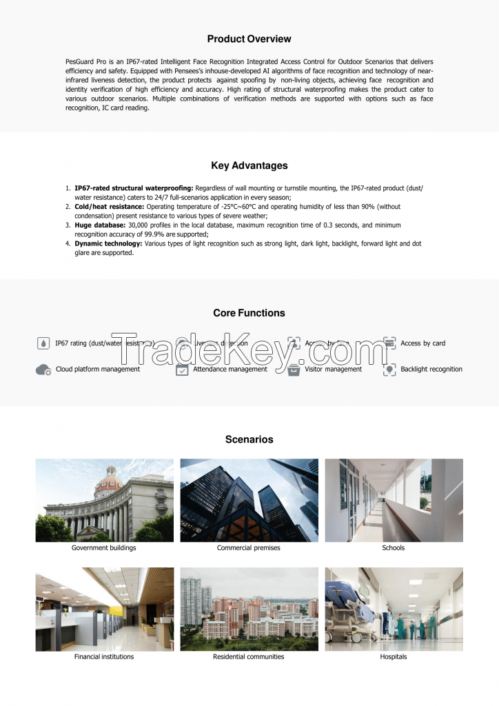 PesGuard Pro Face Recognition Access Control System Attendance Taking All-in-one remote door control device